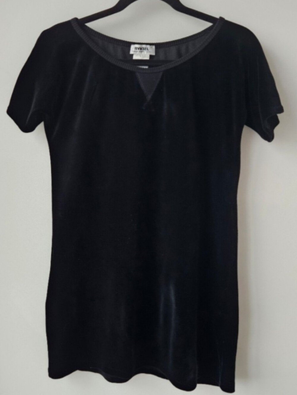 Sonia Rykiel Vintage Black Velour Short Sleeve Crew Sweatshirt